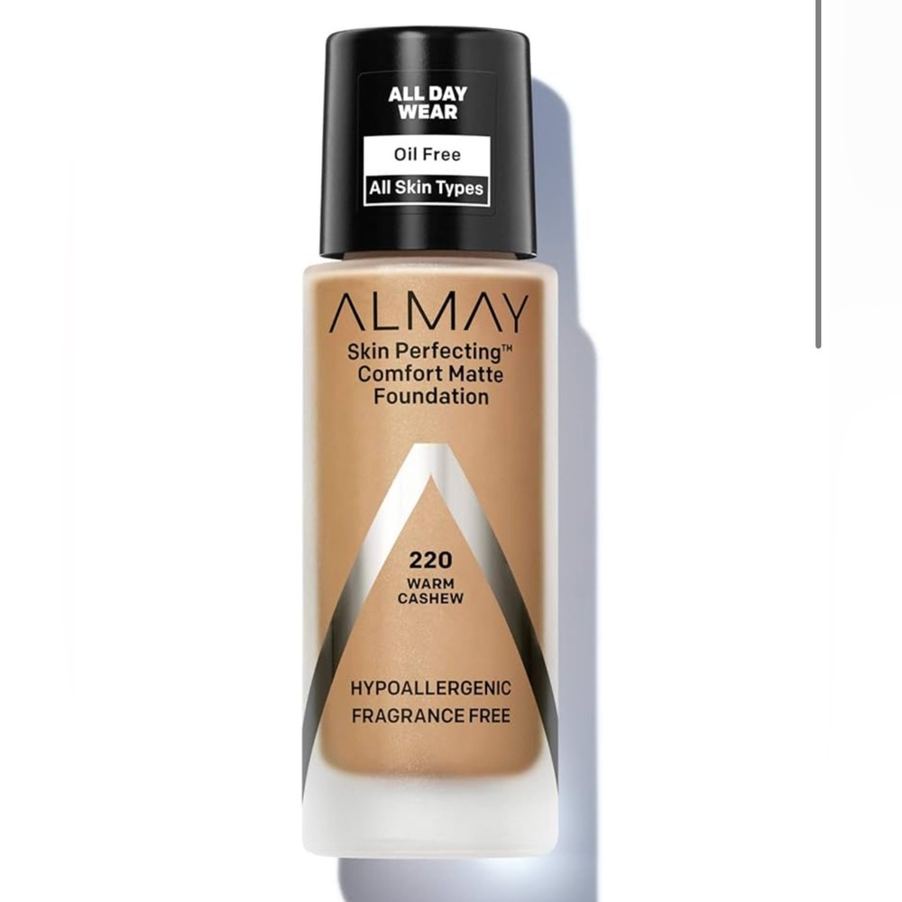 Almay Skin Perfecting Comfort Matte Foundation Liquid Makeup, 220 Warm‎ Cashew